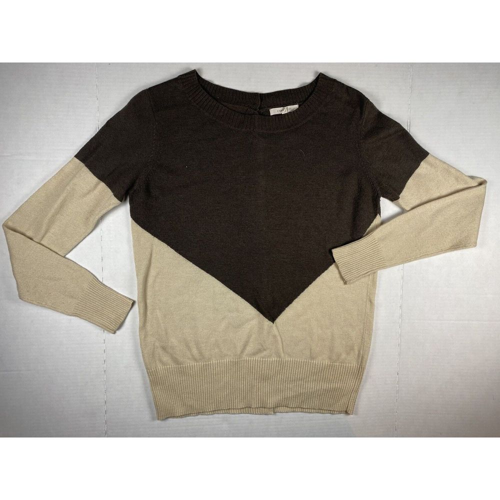 41 Hawthorn Presley Sweater XS Beige Brown Colorblock‎ Button-Back Wool Blend
